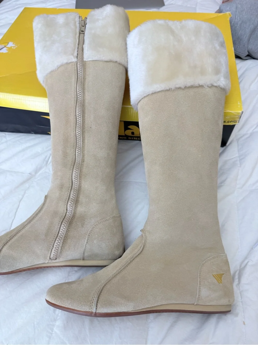 Gola Beige Suede Over-the-Knee Boots